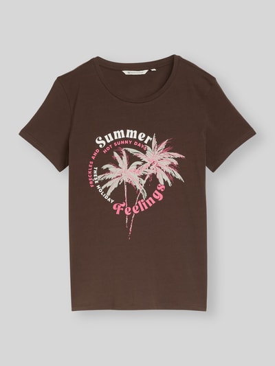 Tom Tailor Denim Regular Fit T-Shirt aus reiner Baumwolle mit Motiv-Print Schoko Melange 2