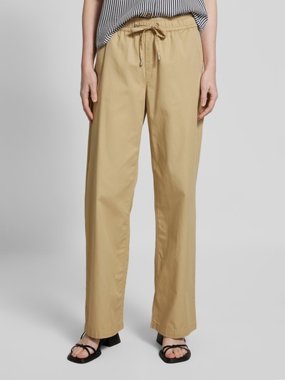 Christian Berg Woman Spodnie w stylu Marleny Dietrich z szeroką nogawką i elastycznym pasem Kamienny 4