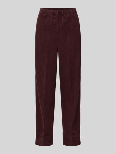 Produktfoto, Straight Fit Hose aus reiner Viskose Modell 'Padow' von American Vintage in Dunkelrot mit Strukturmuster und elastischem Bund, Damenhose