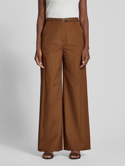 Max Mara Studio Wide Leg Hose aus reiner Baumwolle Modell 'FAREA' Mittelbraun 4