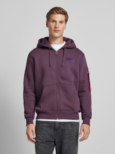 Alpha Industries Bluza rozpinana z detalami z logo Śliwkowy 4