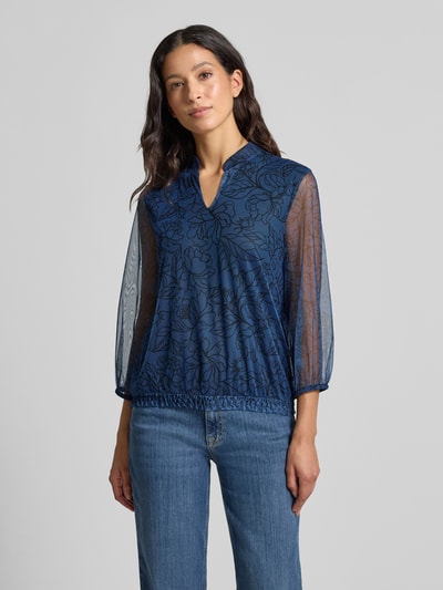 More & More T-shirt z półprzezroczystymi rękawami Granatowy 4