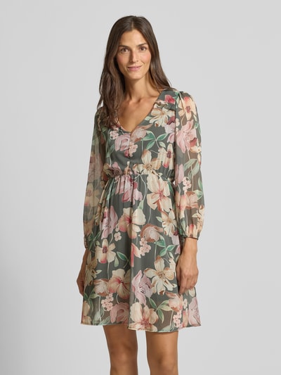 ZABAIONE Knielanges Kleid mit V-Ausschnitt Khaki 4