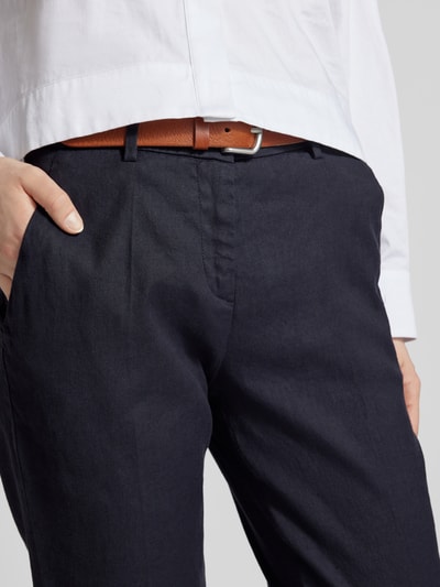 Cambio Spodnie lniane o kroju regular fit w kant model ‘KRYSTAL’ Granatowy 3