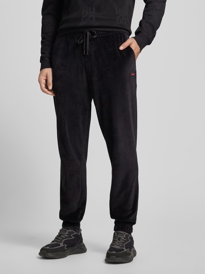 HUGO Tapered Fit Sweatpants mit Tunnelzug Black 4