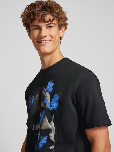 Mister Tee T-shirt met motiefprint, model 'LE PAPILLON' Zwart - 3