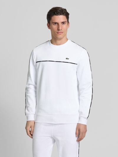 Lacoste Sweatshirt met logobadge, model 'TAPE' Wit - 4