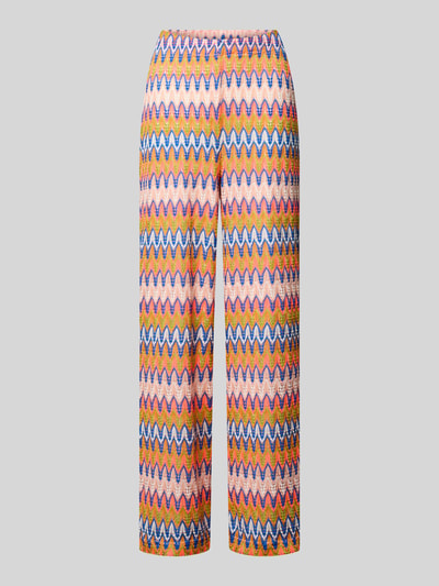 Produktfoto, Hose im Allover-Look mit elastischem Bund von Smith and Soul mit Strukturmuster in Orange, Rosa und Blau, Relaxed-Fit, Größe S, Bundweite 41 cm, Innenbeinlänge 81 cm