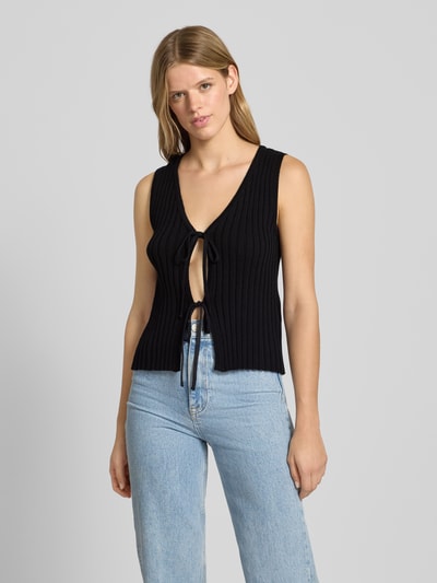 Pieces Top o kroju regular fit z mieszanki bawełny model ‘JOYLYNN’ Czarny 4