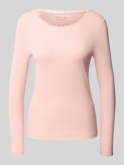 Christian Berg Woman Pyjamabovendeel in riblook met kant Oudroze - 1