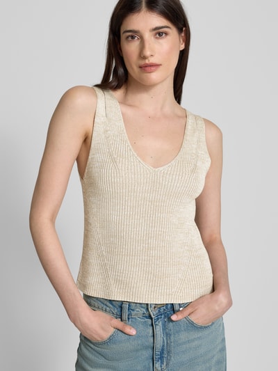 BOSS Stricktop mit Cut Outs Modell 'Flani' Beige 3