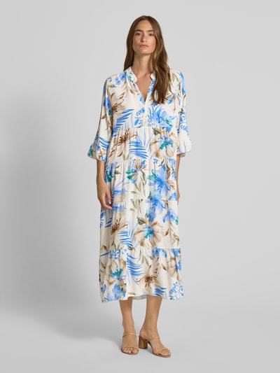 ZABAIONE Midikleid aus Viskose im Stufen-Look Bleu 4