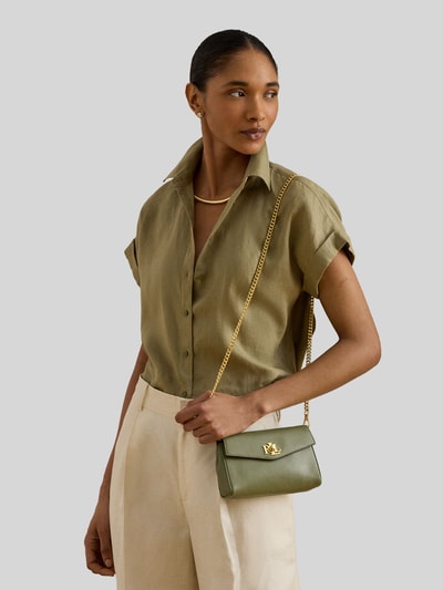 Lauren Ralph Lauren Torba na ramię z prawdziwej skóry z odpinanym łańcuszkiem do noszenia Limonkowy 1