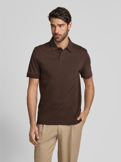 BOSS Orange Regular Fit Poloshirt mit Label-Stitching Modell 'Interlock' Dunkelbraun 4