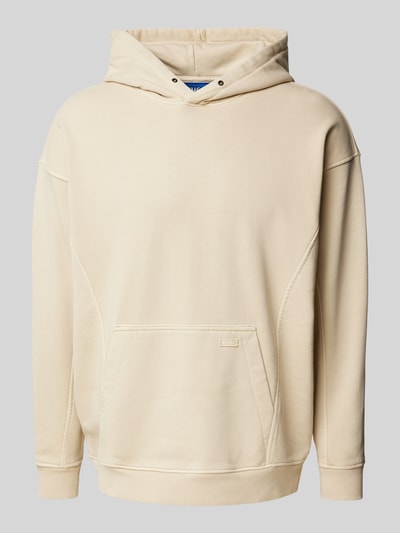 Hugo Blue Hoodie mit Label-Badge Modell 'Neliso' Beige 2