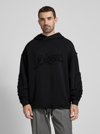 HUGO Hoodie mit Label-Schriftzug Modell 'Daskuldy' Black 4