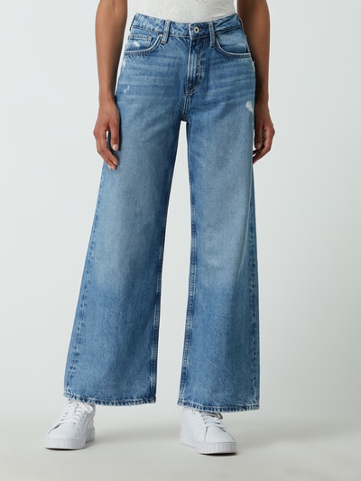 Pepe Jeans Jeansy skrócone z wysokim stanem z bawełny model ‘Faith’ Jeansowy niebieski 4