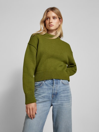 JAKE*S STUDIO WOMAN Gebreide pullover met extra brede schouders Olijfgroen - 4