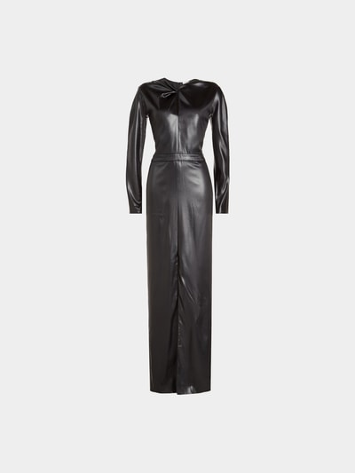 Nina Ricci Bodenlanges Kleid in Leder-Optik Schwarz 1