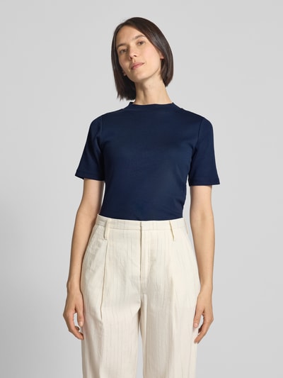 Christian Berg Woman T-Shirt mit geripptem Stehkragen Dunkelblau 4