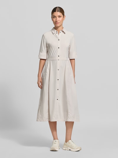 Marc Cain midi-jurk met platte kraag Zand - 4