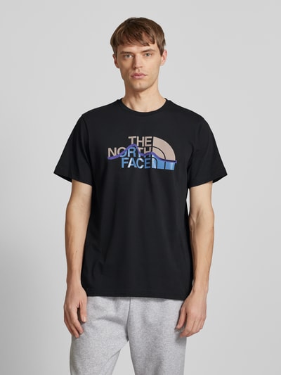 The North Face T-shirt met labelprint, model 'MOUNTAIN LINE' Zwart - 4