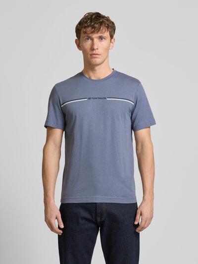 Tom Tailor Regular Fit T-Shirt aus reiner Baumwolle Rauchblau 4