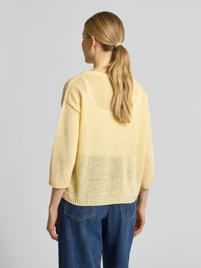 Weekend Max Mara Regular Fit Strickpullover aus reinem Leinen Modell 'CANNONE' Hellgelb 5