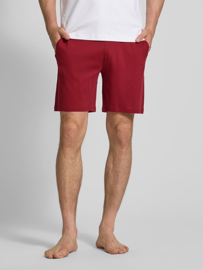 Christian Berg Men Regular fit sweatshorts met tunnelkoord Donkerrood - 4