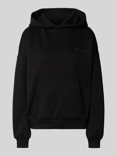 REVIEW Bluza z kapturem z nadrukiem z logo i kieszenią kangurka Czarny 1