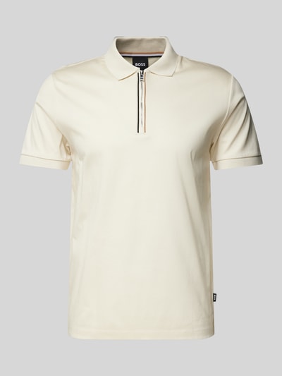 BOSS Slim Fit Poloshirt mit Label-Detail Modell 'Polston' Offwhite 2