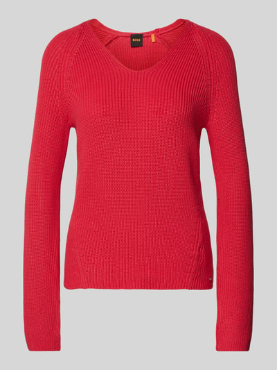 BOSS Orange Gebreide pullover met boothals, model 'Fardin' Rood - 2