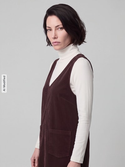 Marc O'Polo DENIM Minikleid aus Cord mit aufgesetzten Taschen Dunkelbraun 3