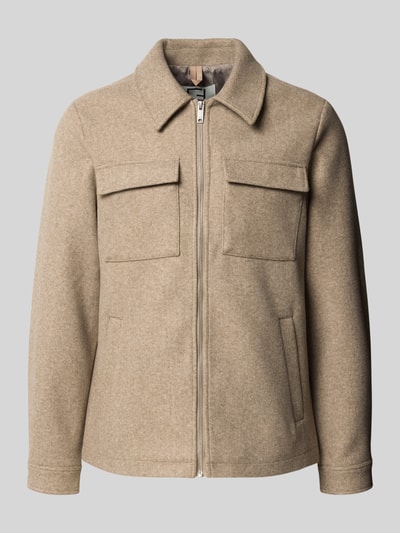 Casual Friday Regular fit overhemdjack met borstzakken, model 'MOBERG' Taupe gemêleerd - 2