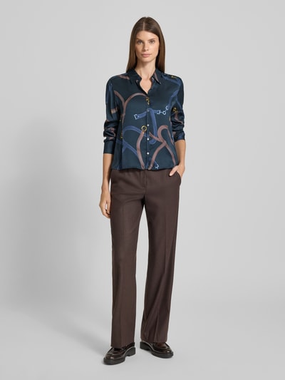 0039 Italy Bluzka koszulowa z listwą guzikową model ‘SIA’ Ciemnoniebieski 1