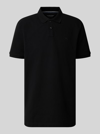 Produktfoto, czarna koszulka polo Regular Fit Poloshirt aus Baumwoll-Mix von Tom Tailor, gładka tekstura, Herren Poloshirt von Tom Tailor