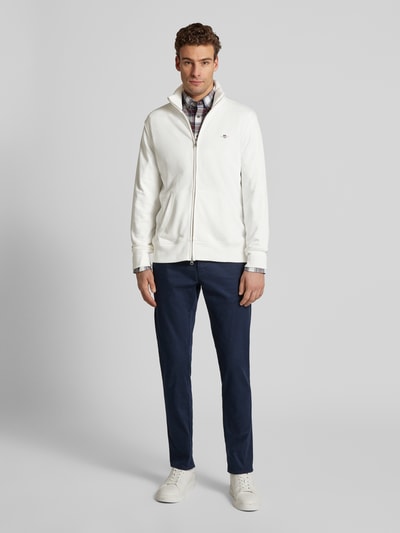 Gant Regular fit sweatjack met labelstitching, model 'SGIELD' Offwhite - 1