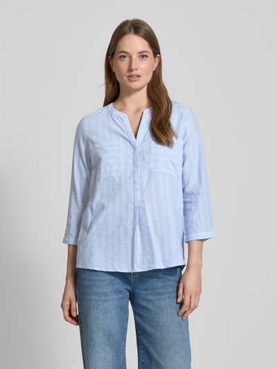 Tom Tailor Loose fit blouse met korte mouwen van lichtgewicht katoen met structuurmotief Lichtblauw - 4