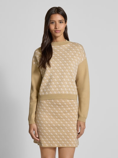 Guess Korte gebreide pullover met ronde hals Beige - 4