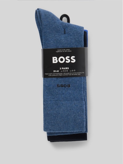 Produktfoto, Socken mit Label-Detail im 3er-Pack van BOSS, Heren sokken van katoenmix met stretch, effen design, ribboordjes en labeldetail.