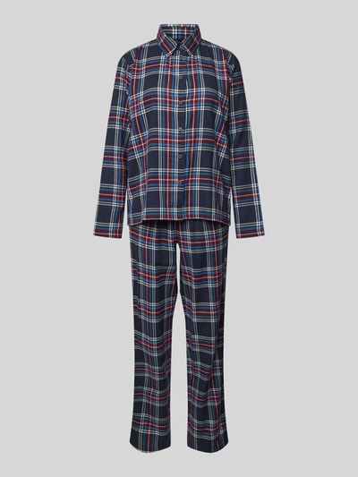 Schiesser Pyjama met platte kraag Donkerblauw - 1