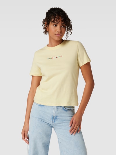 Tommy Jeans T-shirt met labelprint Lichtgeel - 4