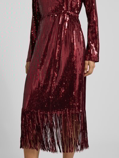 YAS Knielanges Cocktailkleid mit Pailletten Modell 'TIO' Bordeaux 3