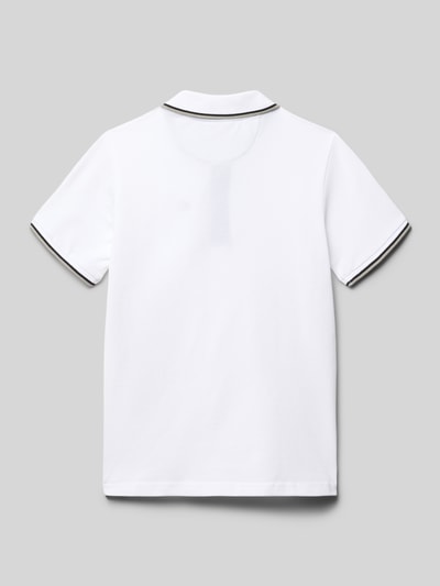 Produktfoto, Poloshirt mit Logo-Stitching und kurzer Knopfleiste von CHAMPION, biała bawełna, krój regular fit, klasyczny kołnierzyk polo, krótka listwa guzikowa, logo na plecach, długość tyłu w rozmiarze 140: 49 cm