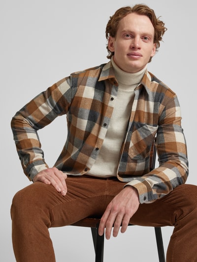 JOOP! Jeans Koszula casualowa o kroju slim fit z kołnierzykiem typu kent model ‘Hajo’ Beżowy 3