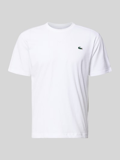 Productfoto, Regular Fit T-Shirt aus Baumwoll-Mix van Lacoste Sport, effen wit, korte mouw, logo-applicatie, sneldrogend, ronde hals