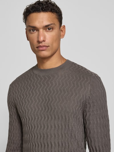 ARMANI EXCHANGE Wollen pullover met structuurmotief Middengrijs - 3
