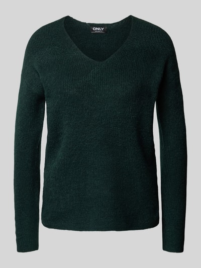 Only Pullover mit V-Ausschnitt Modell 'CAMILLA' Dunkelgruen 2