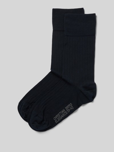 Christian Berg Men Socken mit Label-Print im 2er-Pack Marine 1