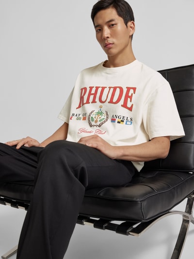 RHUDE T-Shirt mit Label-Print Weiss 3